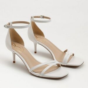 Sam Edelman Peonie Kitten Heel Sandal - White - 7 Wide (Womens)